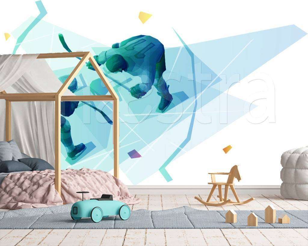 Фотообои в интерьере хоккей-начало игры  12-555 фото