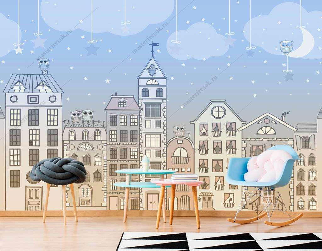 Фотообои Бесшовные обои на стену:  Домики в детскую. Артикул: 13-160  
