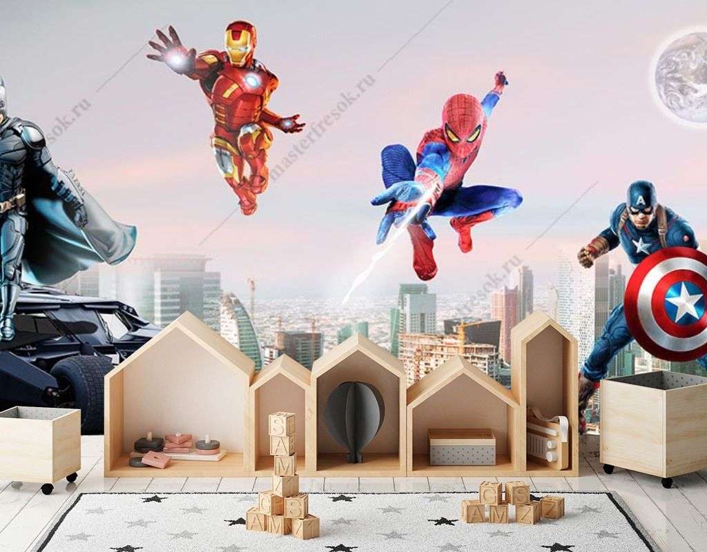 Фотообои в интерьере супер герои  14-454 фото