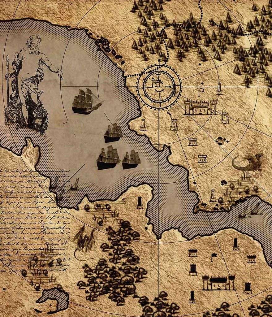 Фотообои в интерьере старинная карта  12-1570 фото