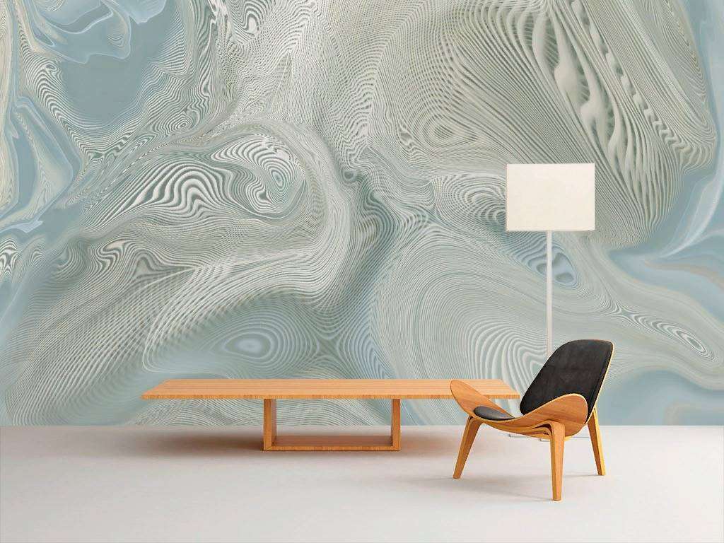 Фотообои в интерьере серо-голубой флюид  13-305 фото