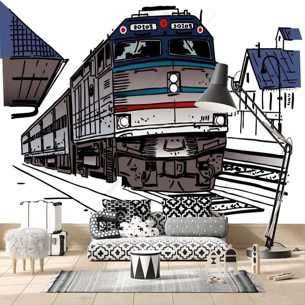 Фотообои в интерьере локомотив  14-560 фото