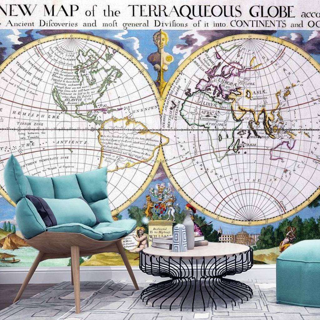 Фотообои Старая карта континентов  9-426