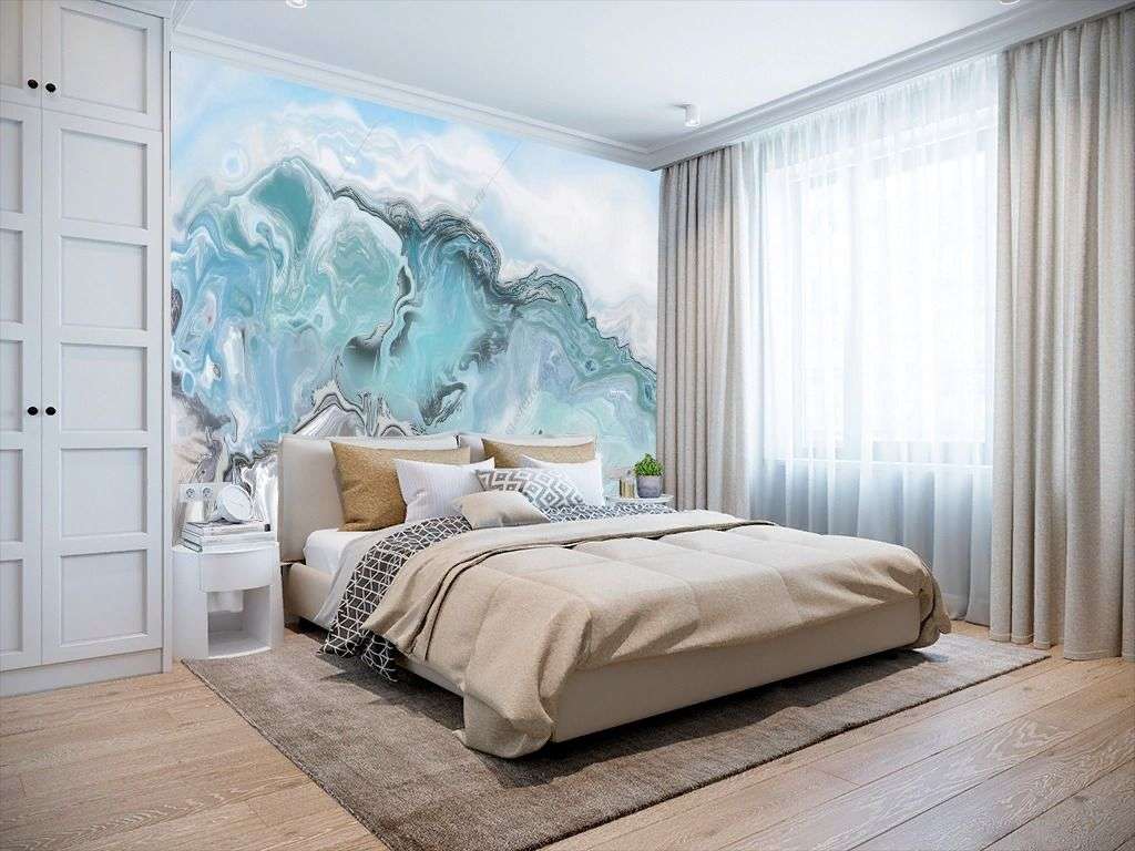 Фотообои в интерьере флюид бирюзовый  13-375 фото