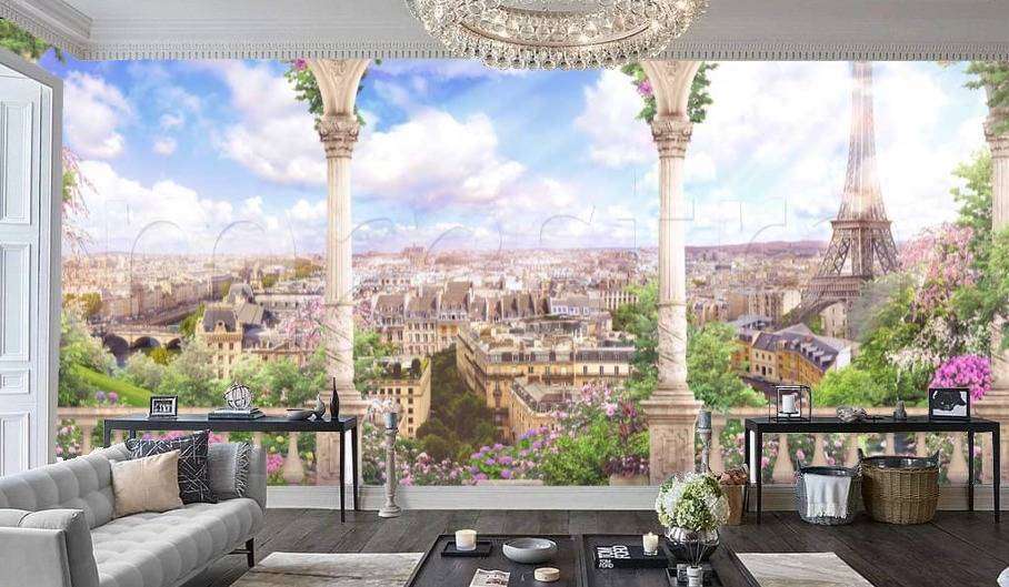 Фотообои Бесшовные обои на стену:  Эйфелева башня вид снизу. Артикул: 9-753  