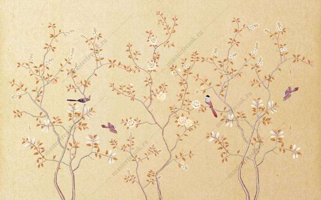 Фотообои в интерьере шинуазри и птицы  15-957 фото