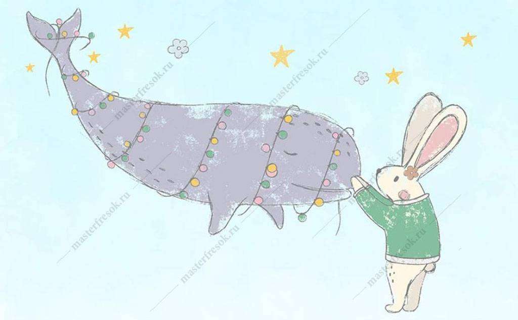 Фотообои в интерьере праздничный кит  16-035 фото