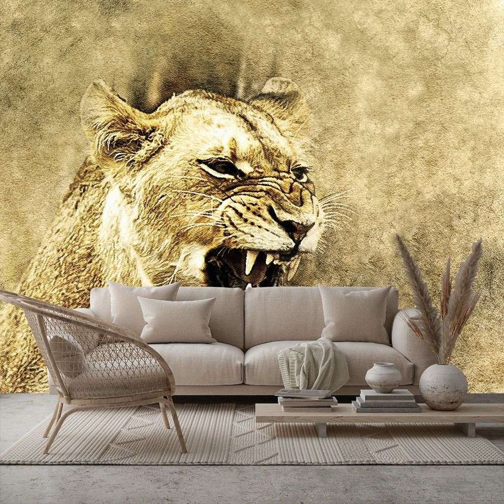 Фотообои в интерьере львица  9-2063 фото