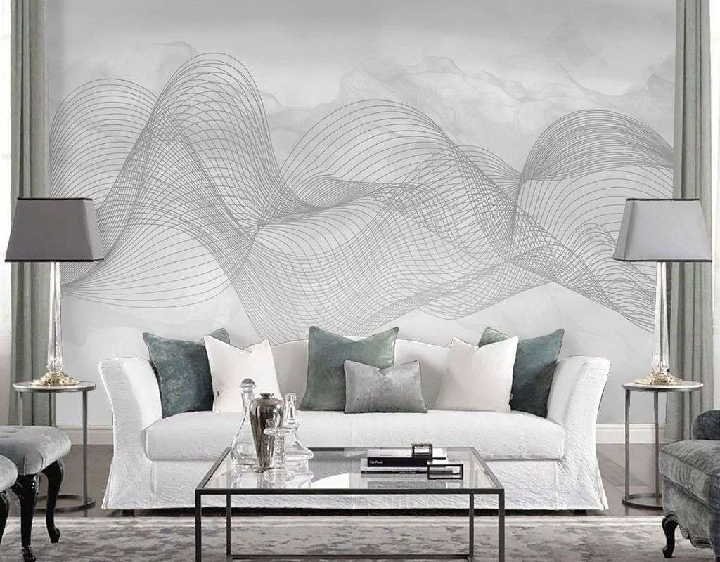 Фотообои в интерьере светлые линии  9-1962 фото