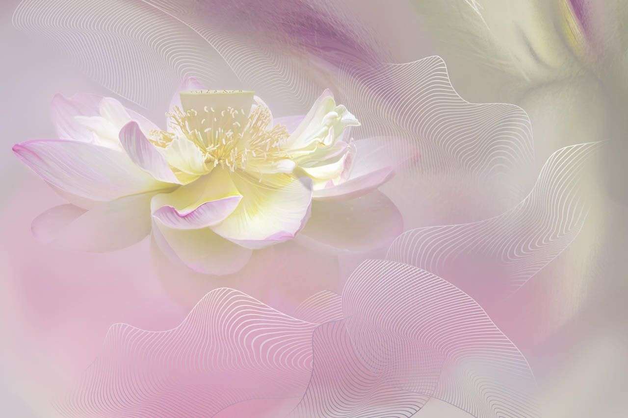 Фотообои в интерьере флюид арт и цветы  13-748 фото