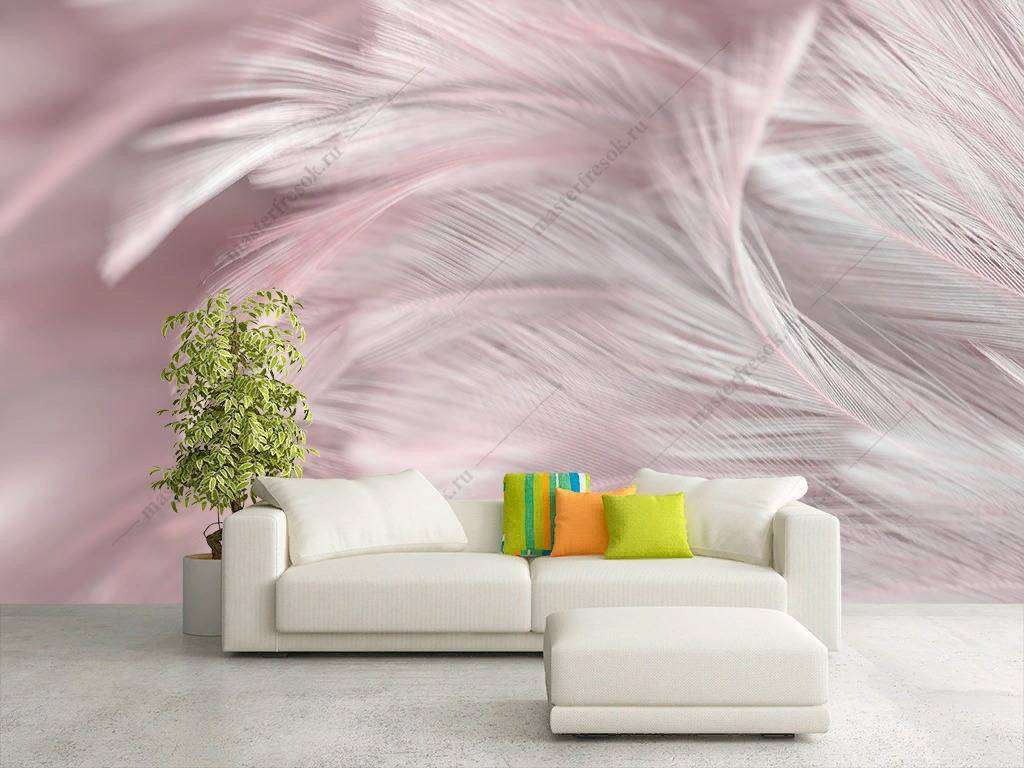 Фотообои в интерьере розовые перышки  9-1220 фото