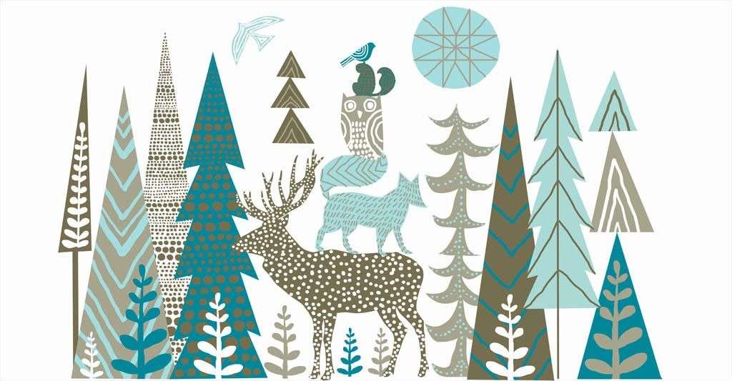 Фотообои в интерьере лес в скандинавском стиле  14-252 фото