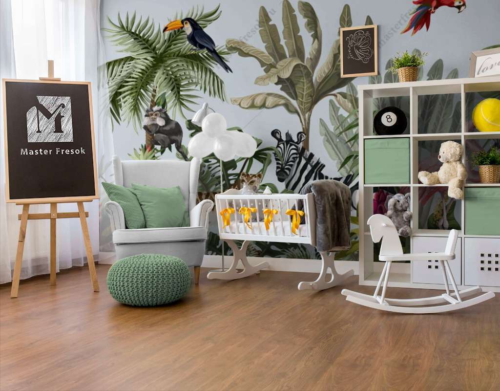 Фотообои Бесшовные обои на стену:  Тропические птицы. Артикул: 12-1395  