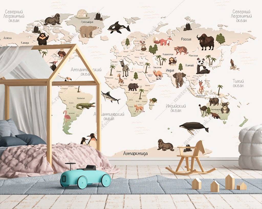 Фотообои Светлая карта мира  12-1151