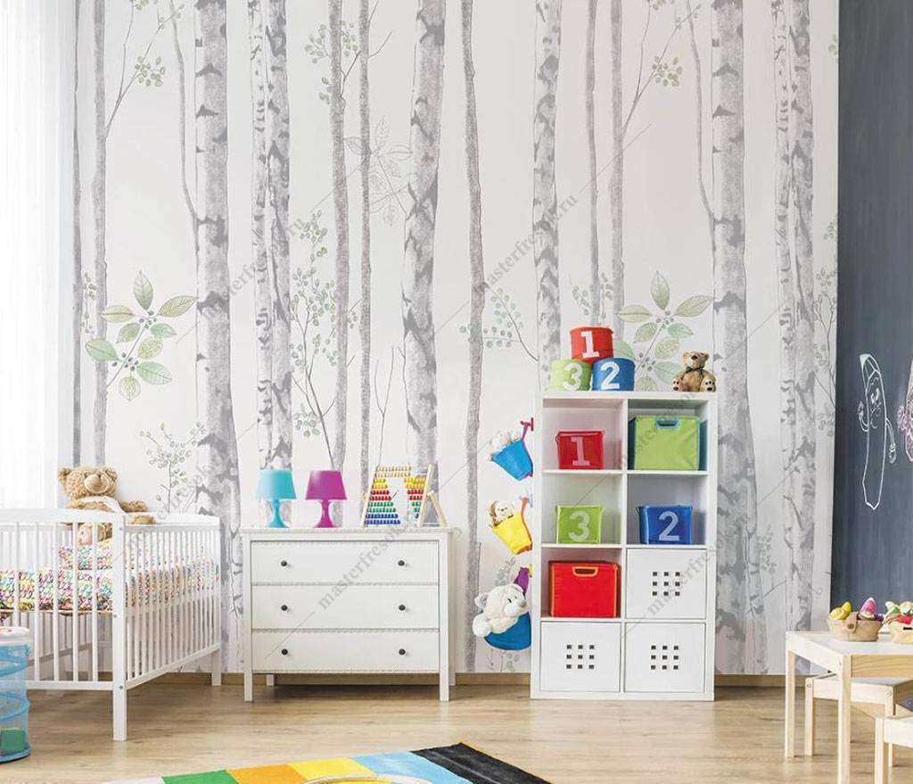 Фотообои в интерьере дымчатый лес  15-987 фото