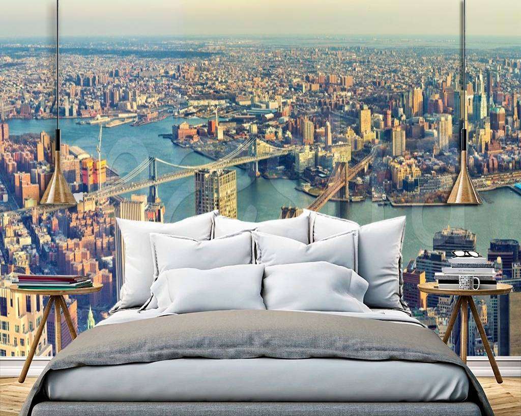 Фотообои в интерьере вид на нью йорк и гудзон  9-846 фото