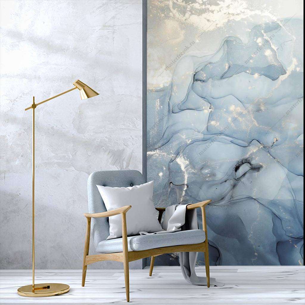 Фотообои Флюид арт синий золотые песчинки  9-1040