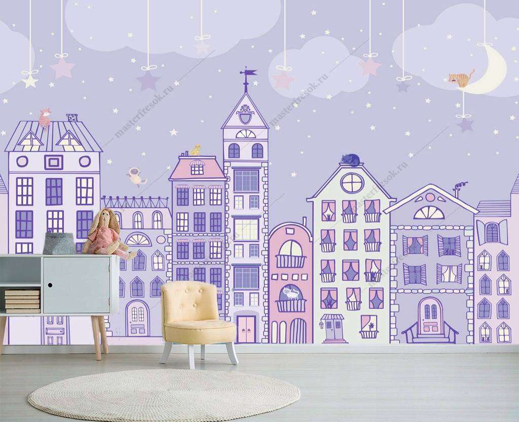 Фотообои в интерьере домики ночью  13-155 фото