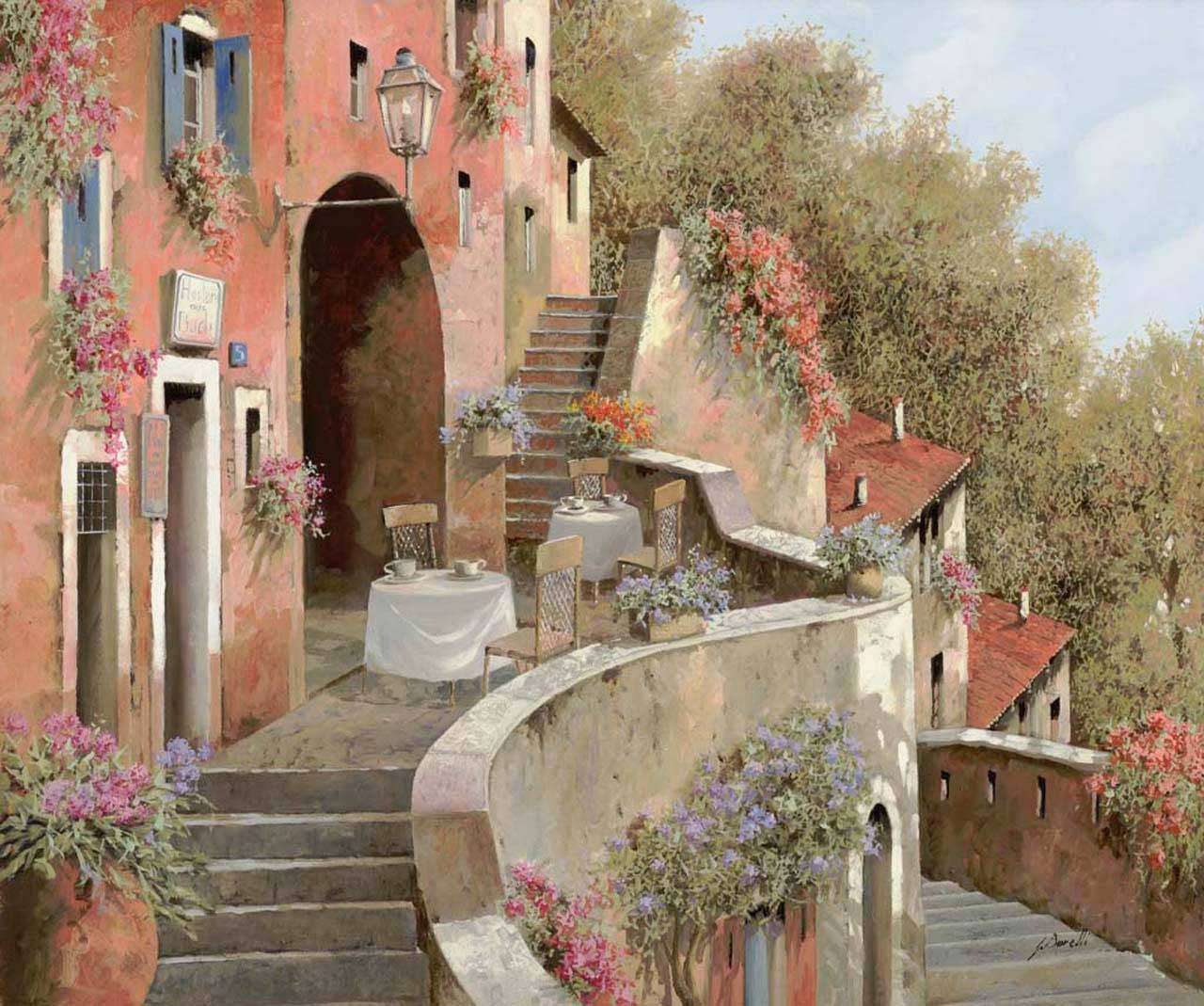 Фотообои в интерьере улочка с колоритными домами  8-052 фото