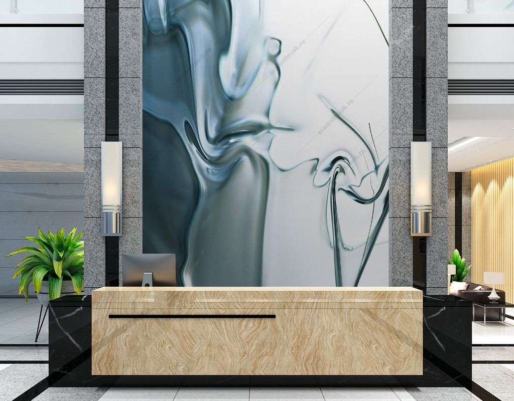 Фотообои в интерьере серебрянная жидкость  9-1596 фото