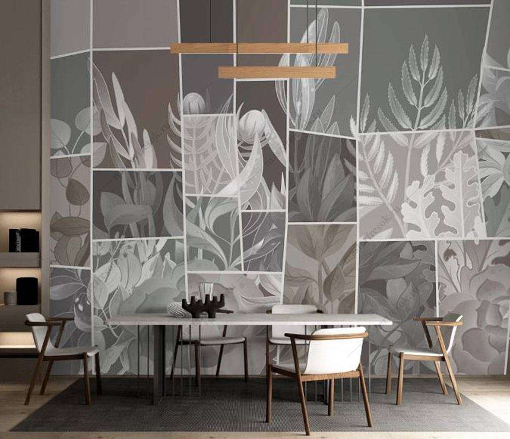 Фотообои в интерьере цветочная геометрия  16-118 фото