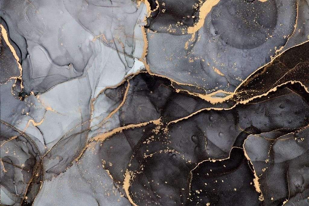 Фотообои в интерьере мрамор золото на черном  9-2054 фото