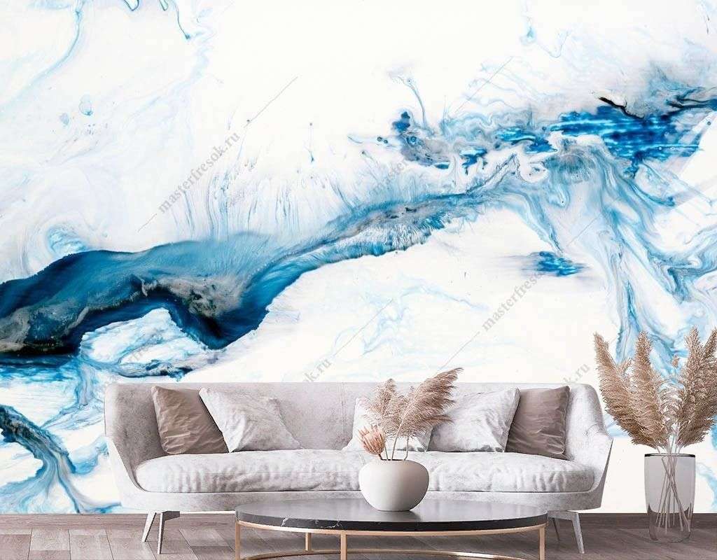 Фотообои в интерьере синий всплеск  9-1286 фото