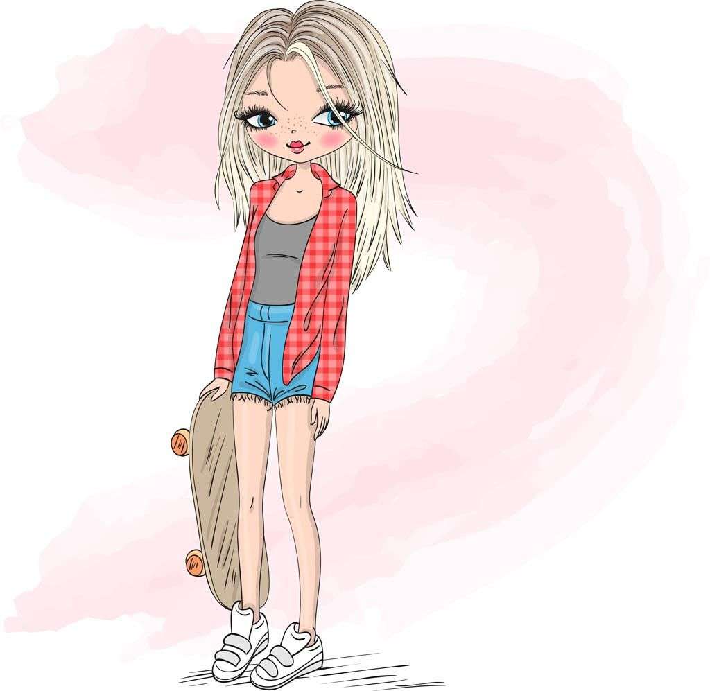 Фотообои в интерьере девочка со скейтом  12-1125 фото