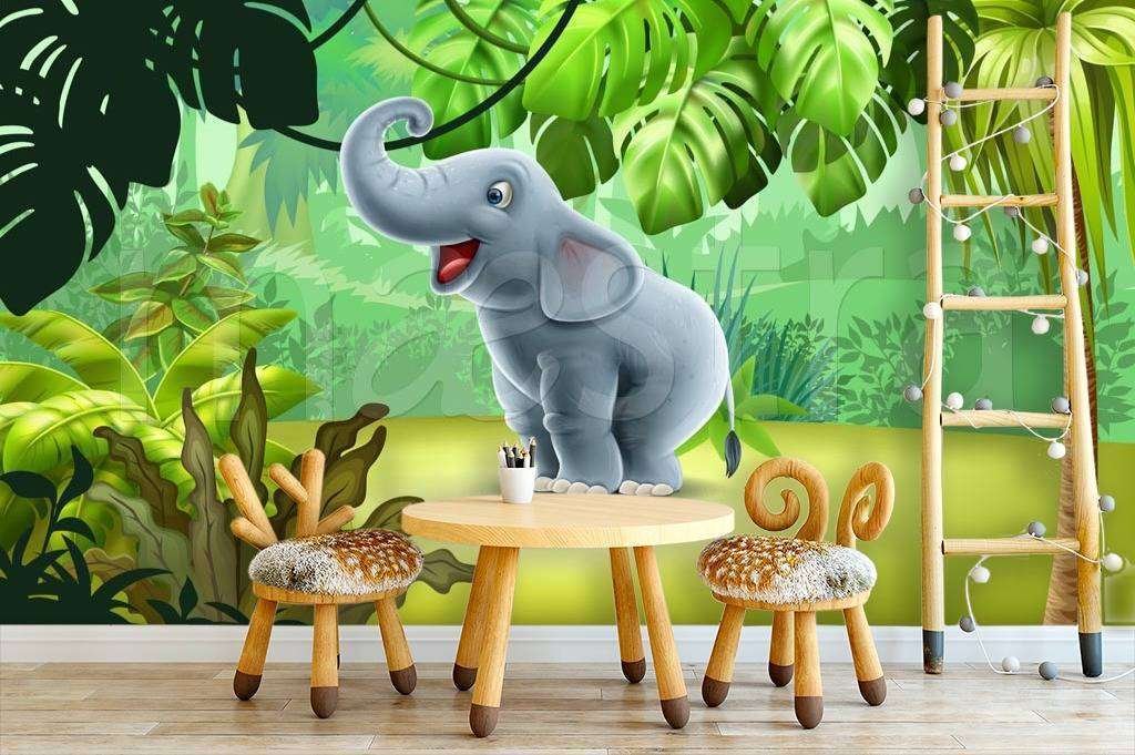 Фотообои Бесшовные обои на стену:  Слон в джунглях. Артикул: 12-378  