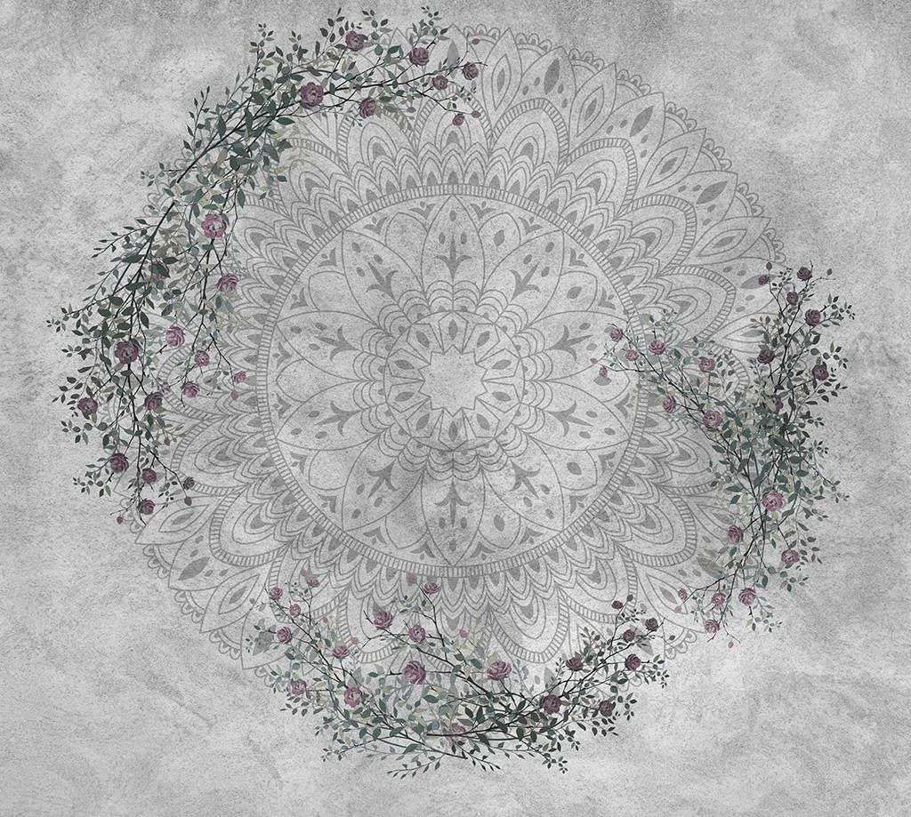 Фотообои в интерьере мандала серая  9-1599 фото