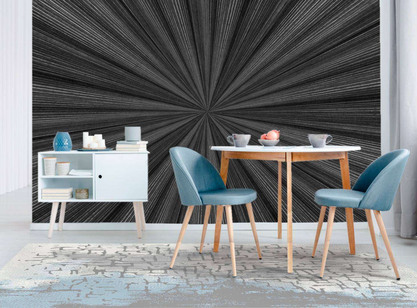 Фотообои в интерьере стереоскопические лучи черные  10-828 фото