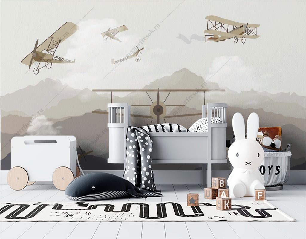 Фотообои Ретро самолет в горах  12-1451