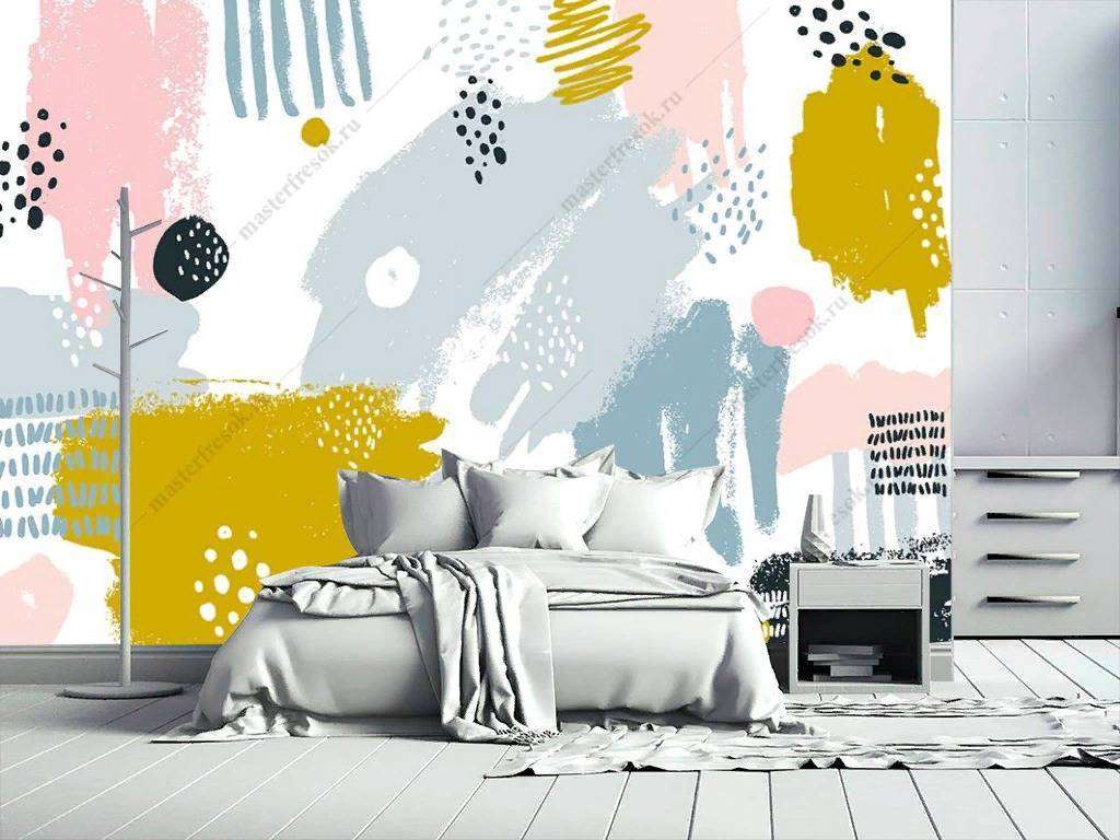 Фотообои в интерьере цветные мазки  9-1129 фото