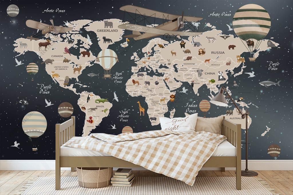 Фотообои Карта мира со странами  12-1362