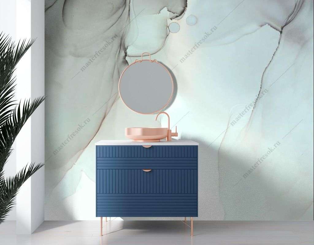 Фотообои в интерьере голубая акварель  9-1545 фото