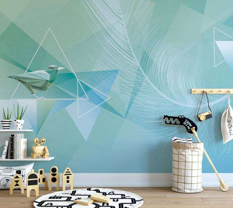 Фотообои в интерьере детские абстракция бирюзовая  15-360 фото