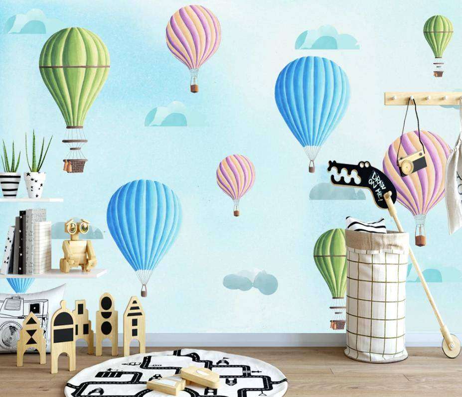 Фотообои в интерьере разноцветные воздушные шары  15-312 фото