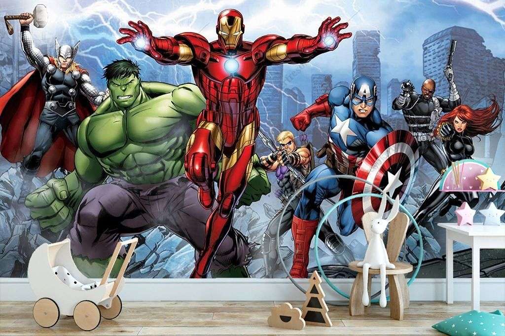 Фотообои в интерьере для подростков марвел большой плакат   12-1582 фото