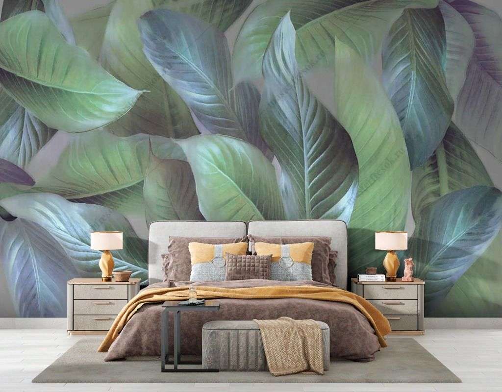 Фотообои в интерьере листья папоротника  13-398 фото