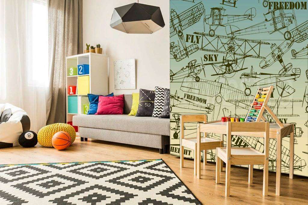 Фотообои в интерьере домики графика  12-434 фото