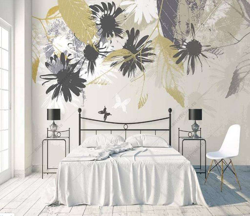 Фотообои в интерьере абстрактные цветы  16-171 фото