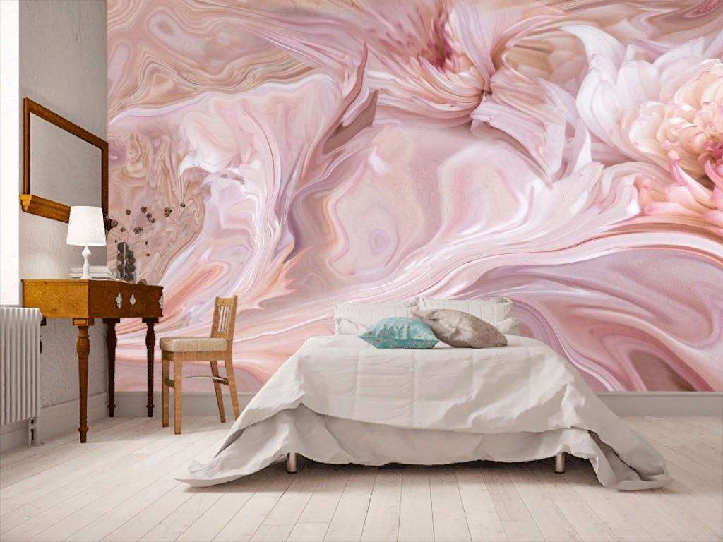 Фотообои в интерьере розовый шелк  13-308 фото