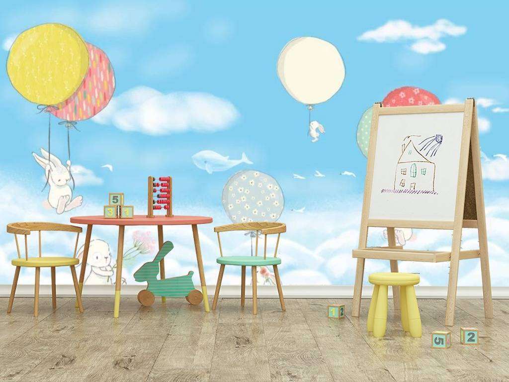 Фотообои в интерьере воздушные шарики в облаках  15-300 фото