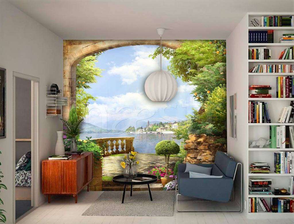 Фотообои в интерьере арка с выходом на набережную  11-057 фото