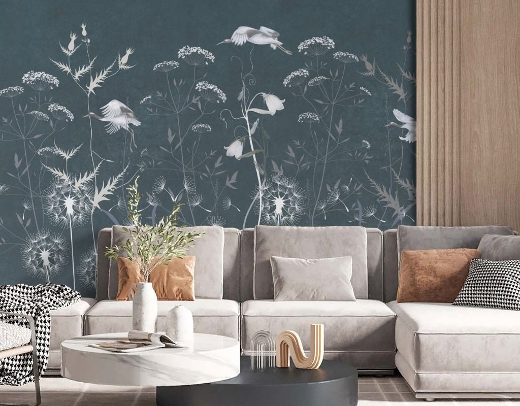 Фотообои Полевые цветы на темном фоне  13-693