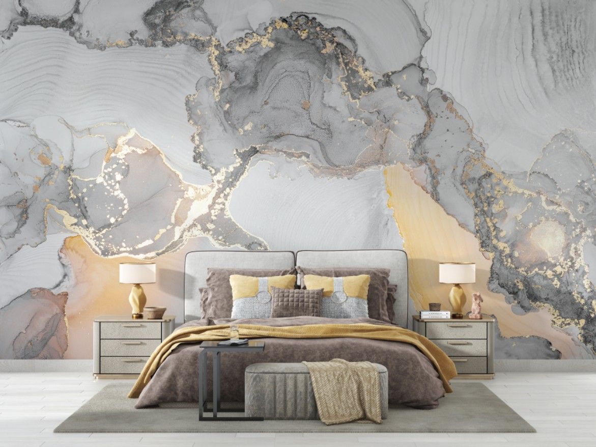 Фотообои Светло-серый флюид арт  9-1616