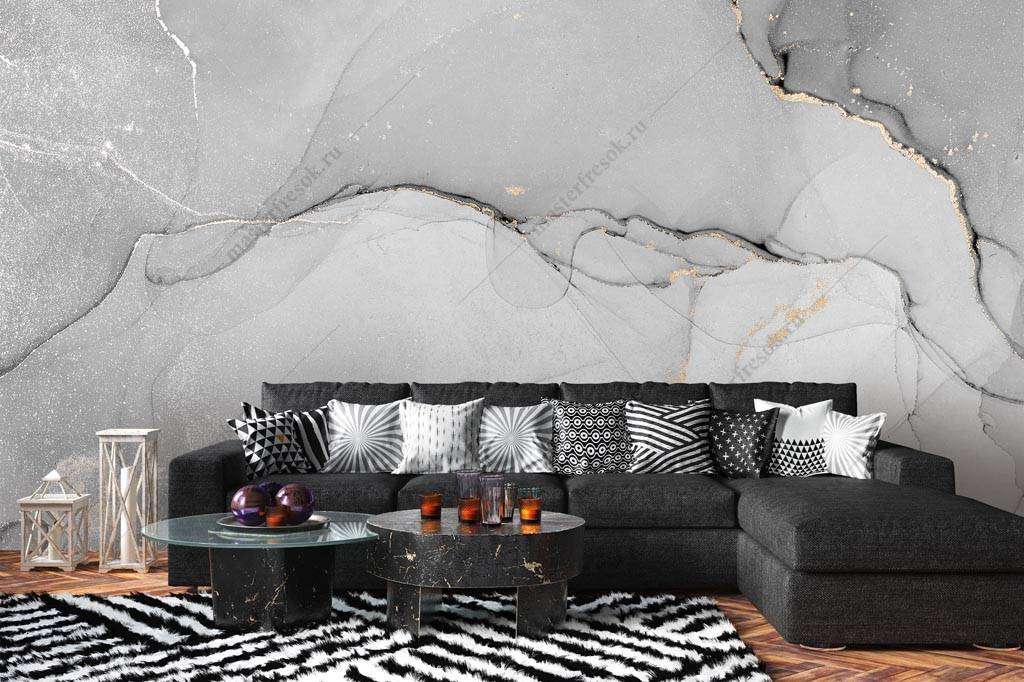 Фотообои в интерьере серые спиртовые чернила  9-1326 фото