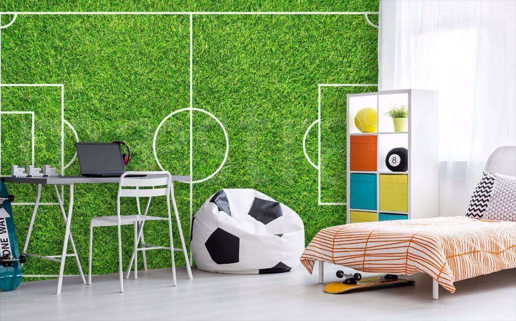 Фотообои в интерьере вид футбольного поля сверху  12-550 фото