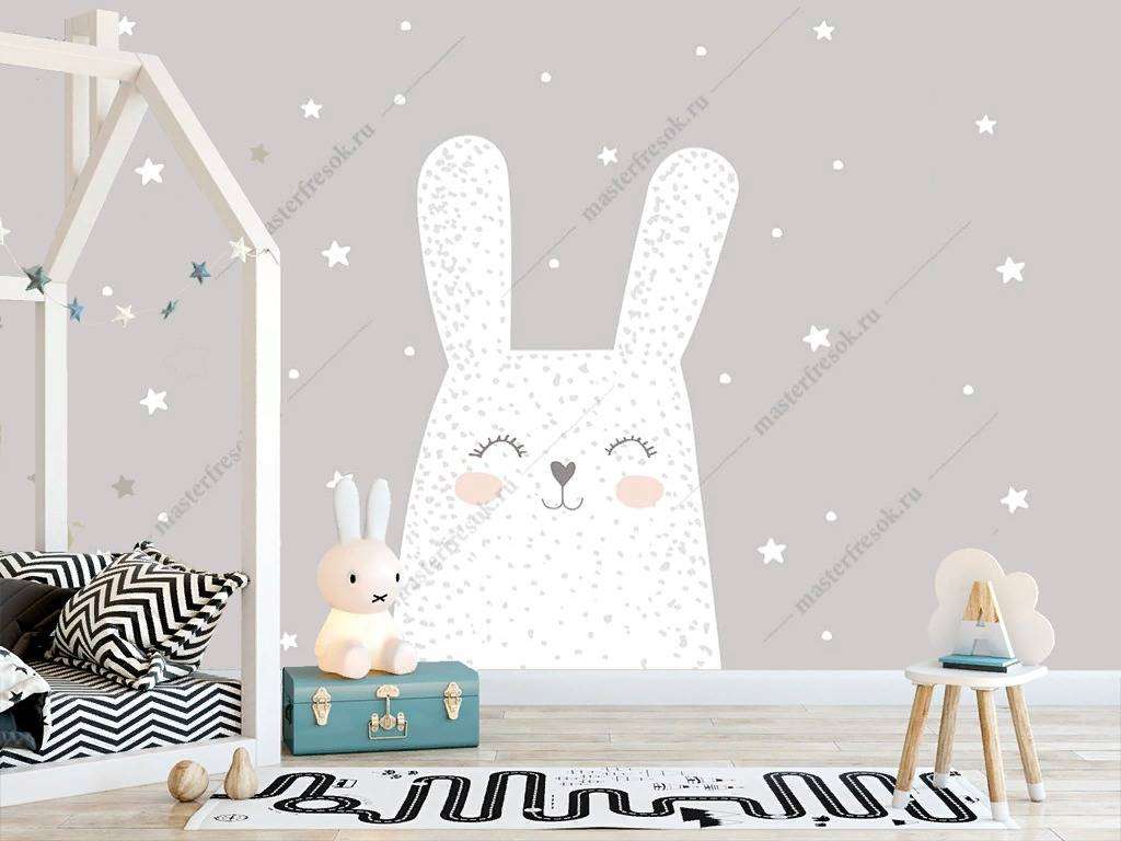 Фотообои в интерьере кролик белый  12-884 фото