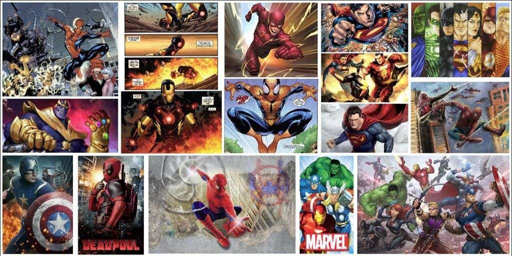 Фотообои в интерьере комиксы коллаж супергерои  12-1581 фото